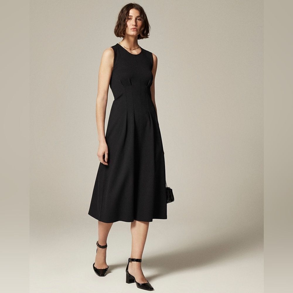 J. Crew Nadia Dress in Ponte Black Seamed Darted Size Small Office Spring